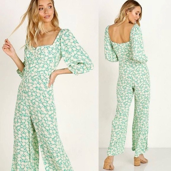 Revolve Capulet Manzanita Floral Apple Green Jumpsuit Size S - Picture 1 of 12